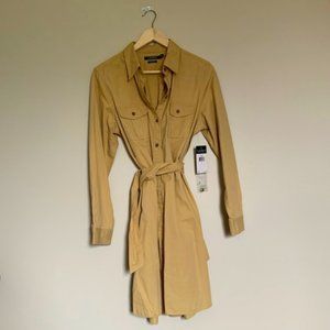 NWT Ralph Lauren Tan Denim Shirt Dress L